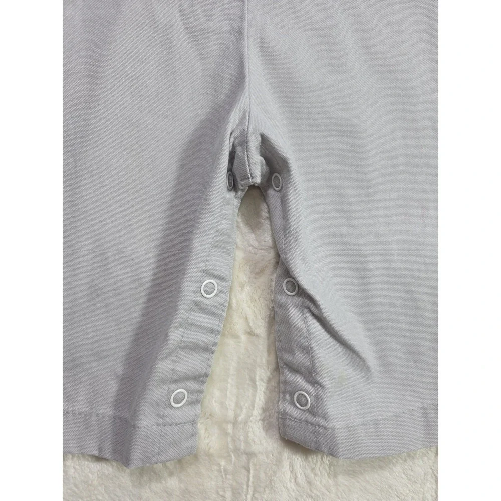 Vintage Health-Tex Baby Suspender Romper Overalls Gray Made USA 12M 80s